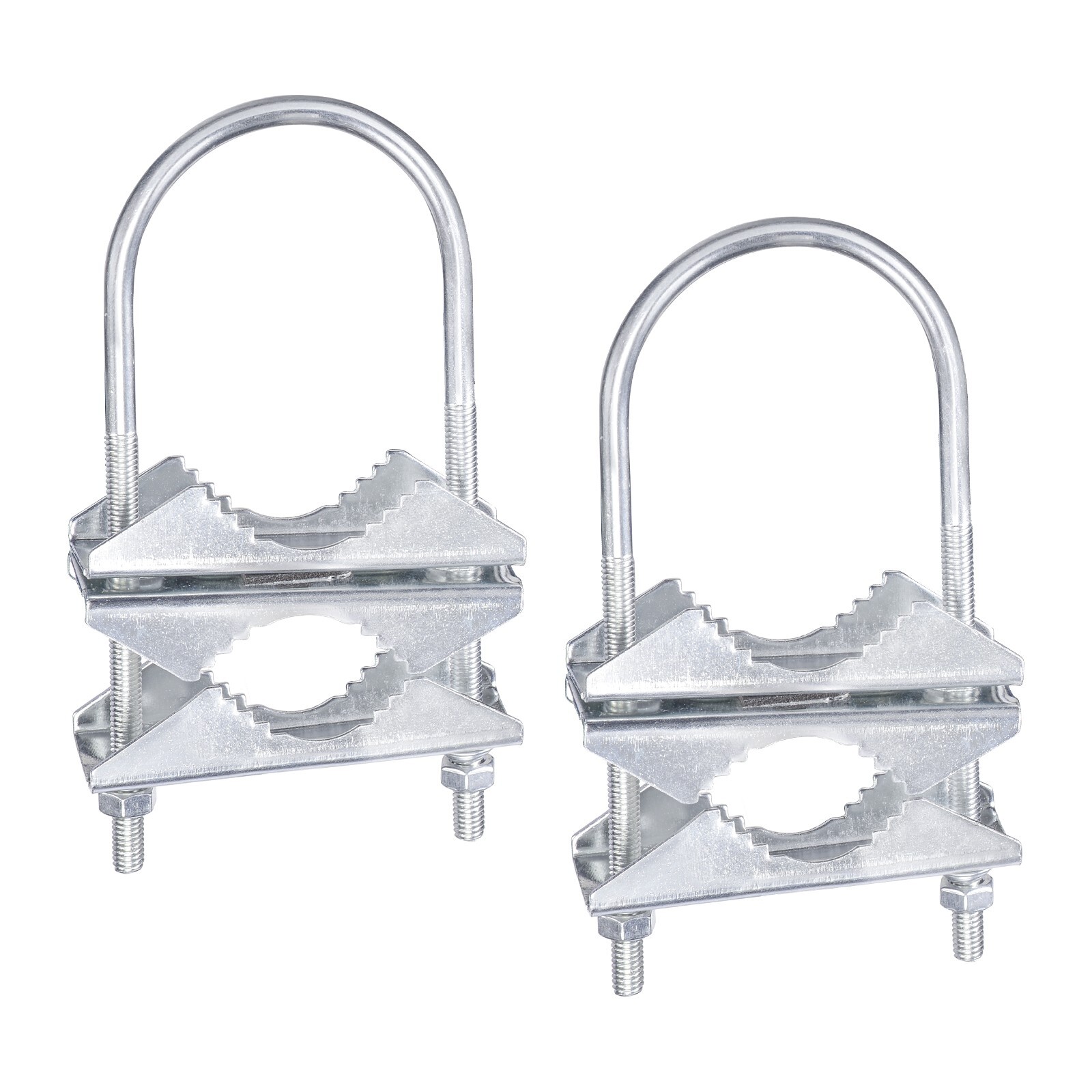 2 Kit Double Antenna Mast Clamp V Jaw Bracket with U Bolts Mast to Mast Hardware