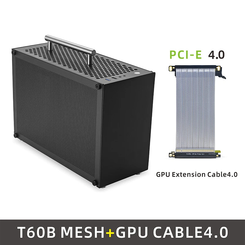 METALFISH T60 Mini ITX Case 9L Black Compact Gaming Chassis SFX PSU 300mm GPU