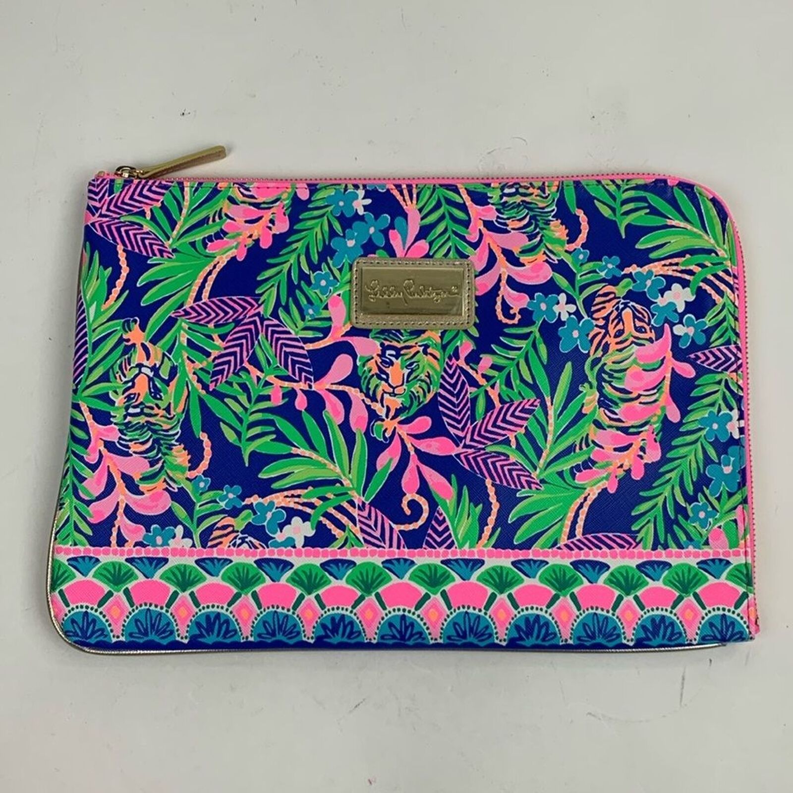 Lilly Pulitzer Media IPad Case with matching pouch bag Gold Zip close New NWOT