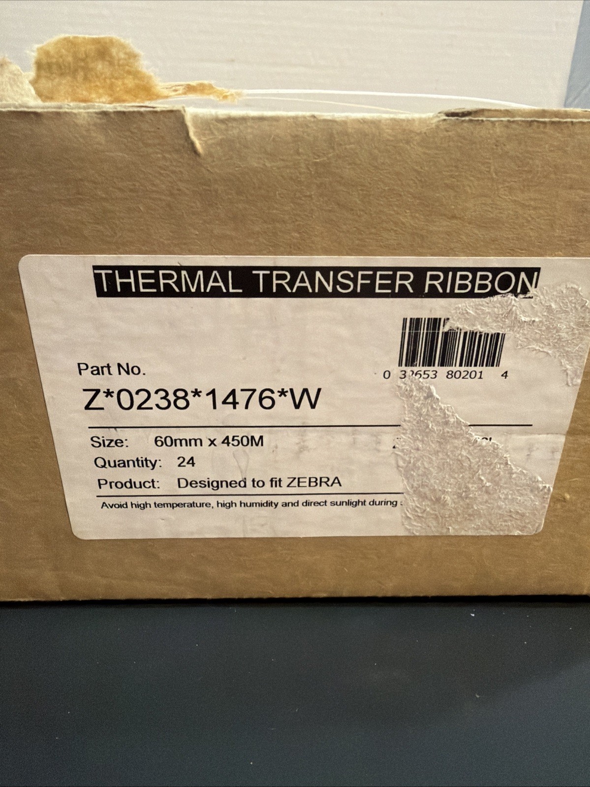 Thermal Transfer Ribbon Z*0238*1476*W 60MMx450MM Box Of 24
