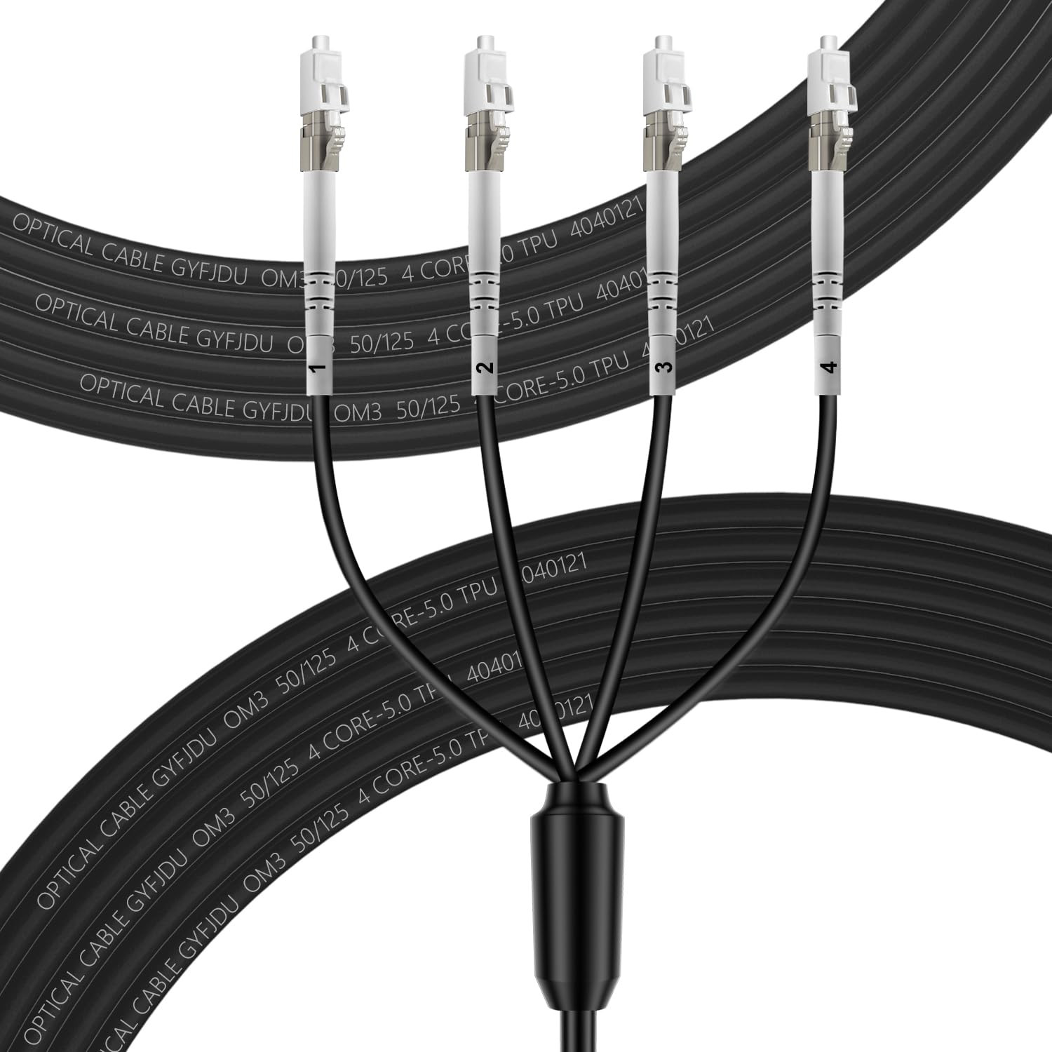 - 4 Core OM3 LC to LC Outdoor Armored Fiber Cable, 4 Strands Multimode Fiber Pat