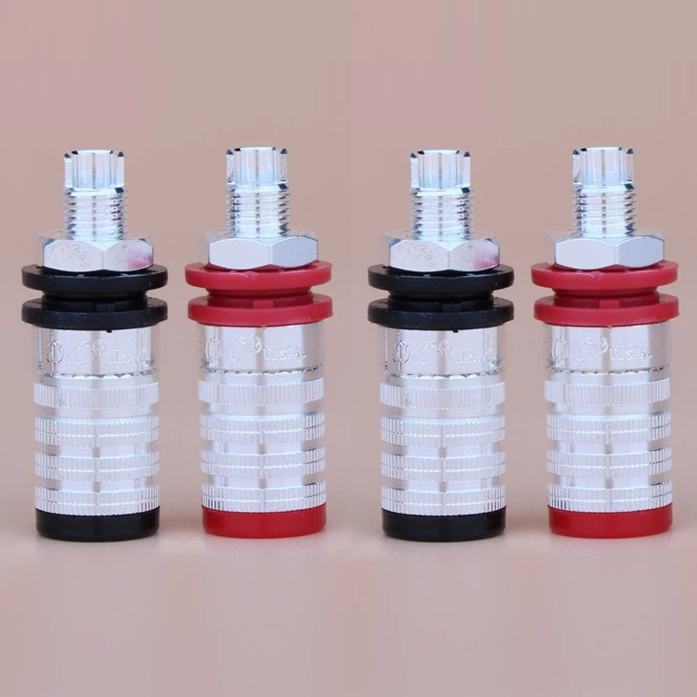 4PCS Silver Plated Speaker AMP Short Binding Post HiFi Banana Jack Connector