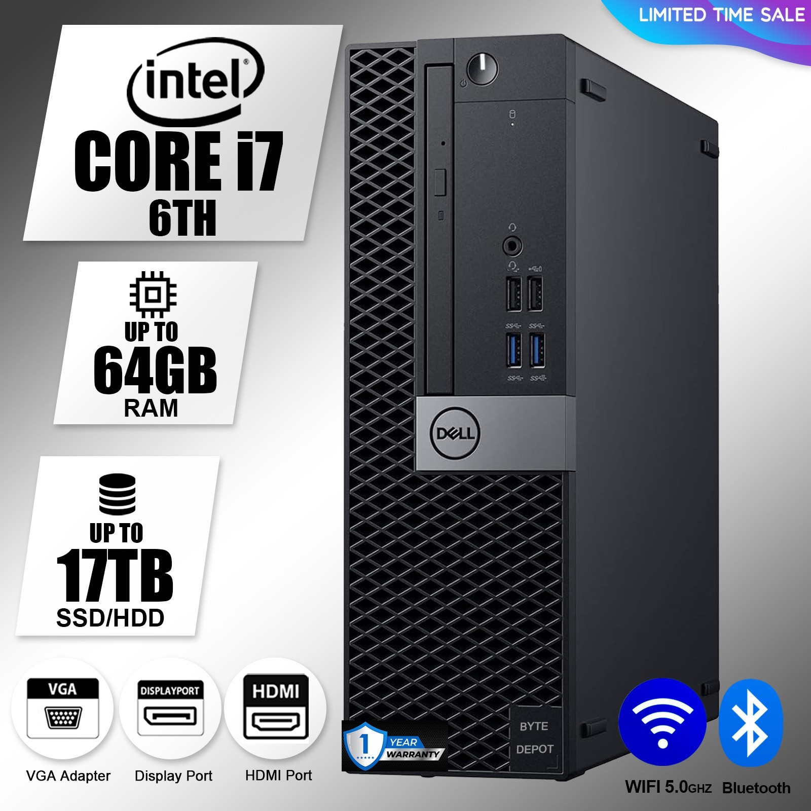 DELL Desktop Computer PC i7,up to 64GB RAM,17TB SSD HDD,Windows 10/11, WiFi