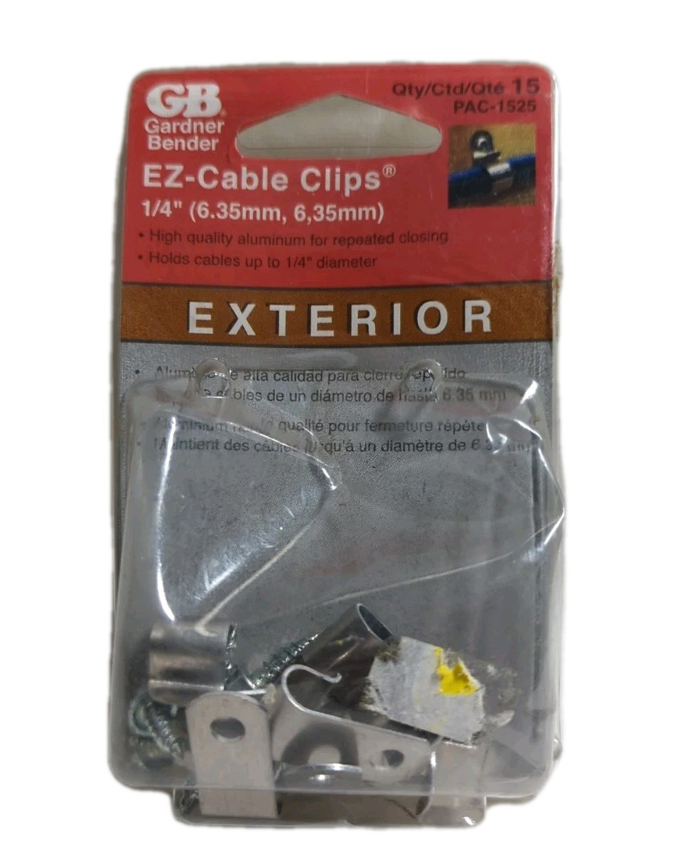 GARDNER BENDER EZ Cable Clips 1/4" 15 Pack NEW