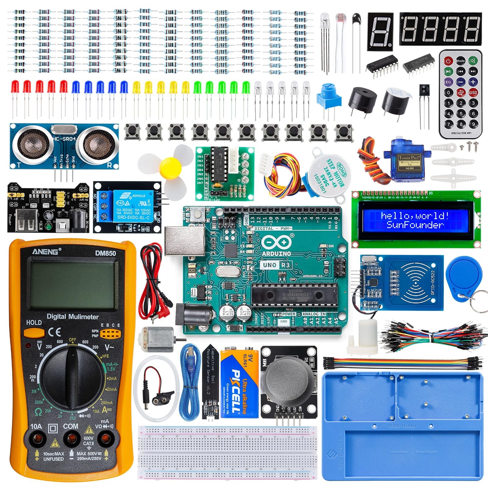 Arduino Starter Kit with Multimeter, 34 Projects & 40 Video Courses for