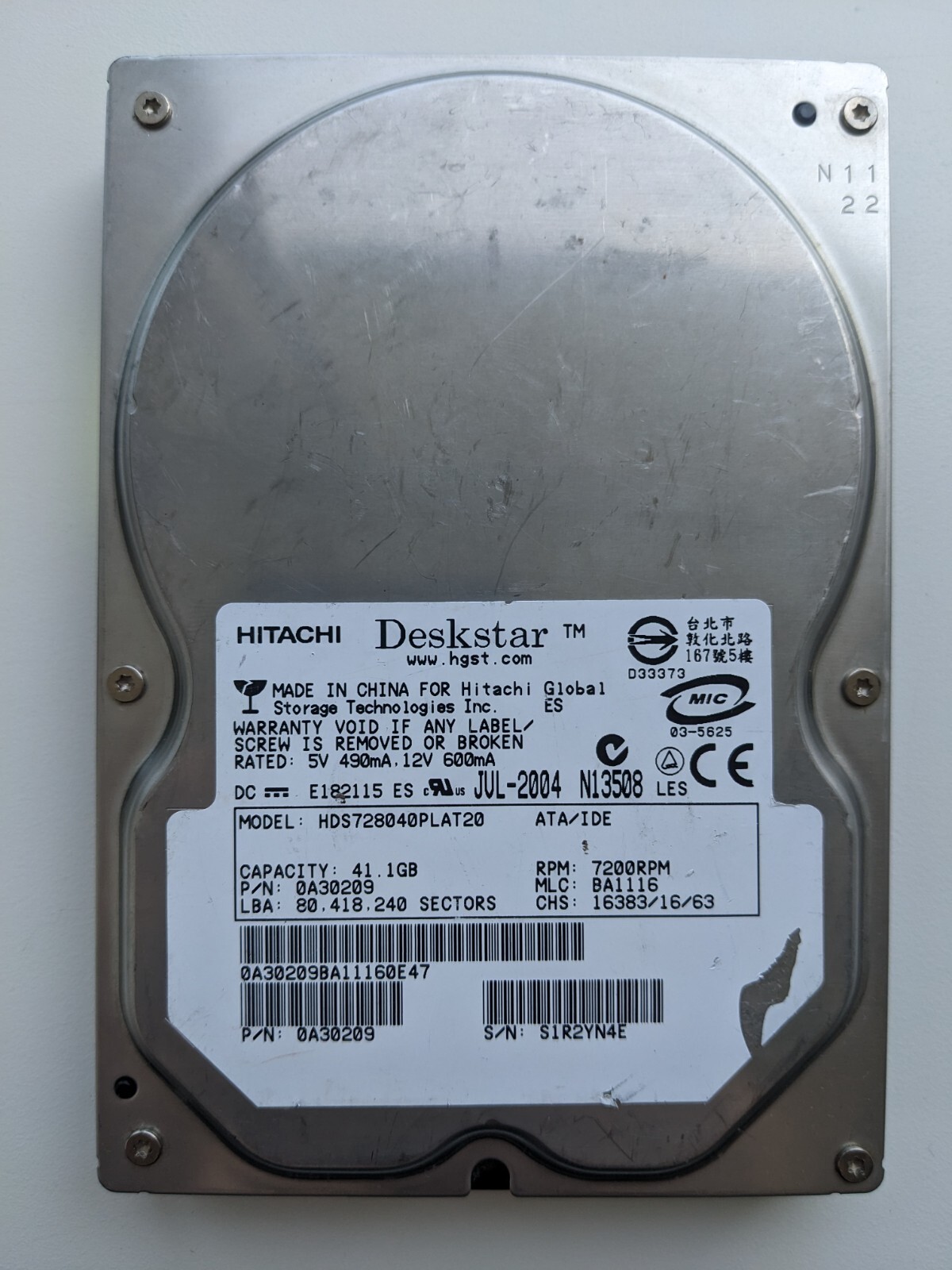 Hitachi Dekstar HDS728040PLAT20 41Gb 3.5 IDE HDD