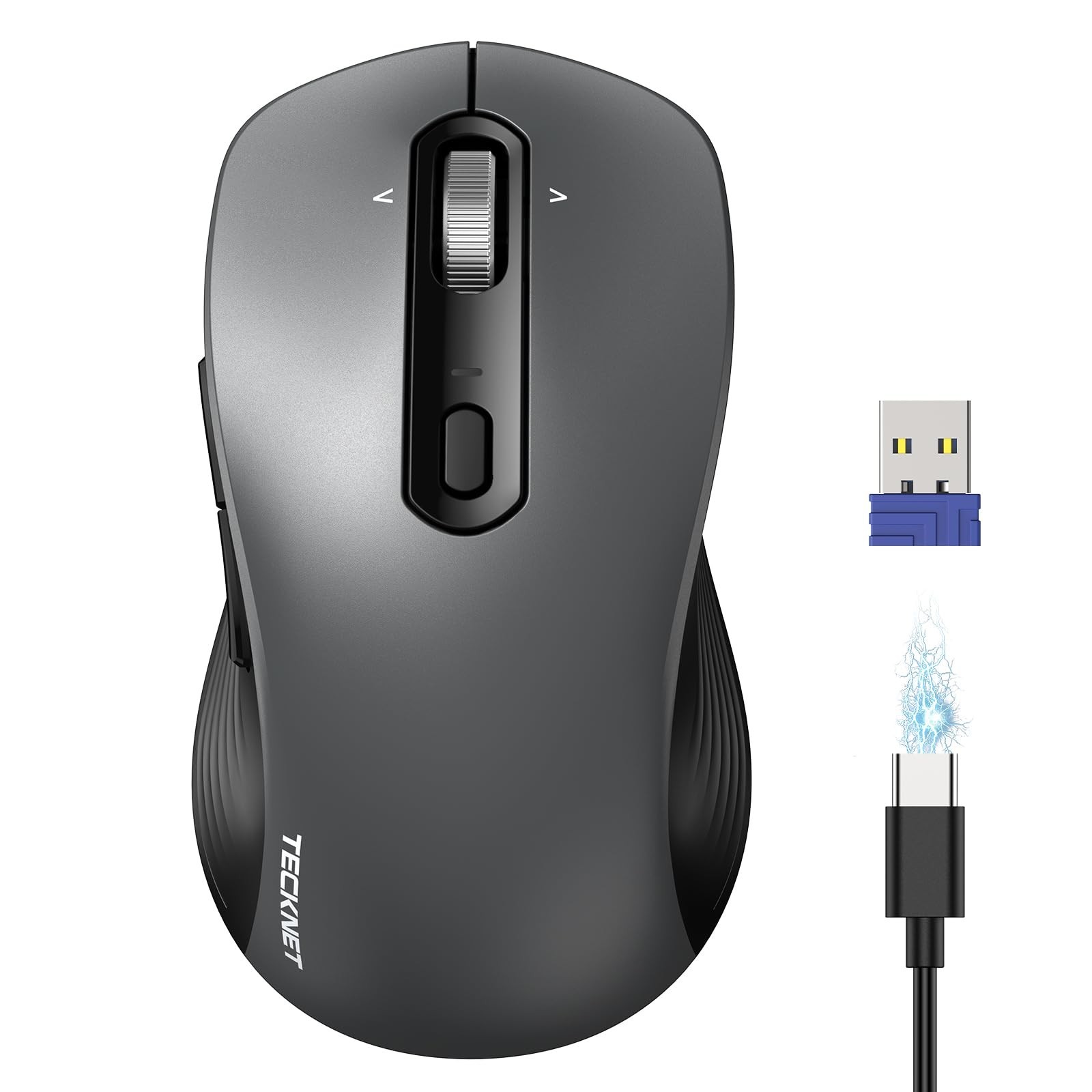 TECKNET Rechargeable Wireless Bluetooth Mouse Grey TK-MS028 New