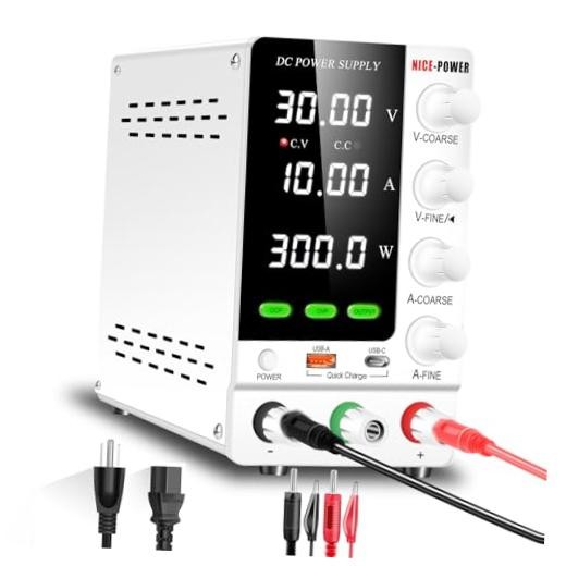 DC Power Supply Variable 30V 10A, Adjustable Regulated 0-30V 0-10A (OCP OVP)