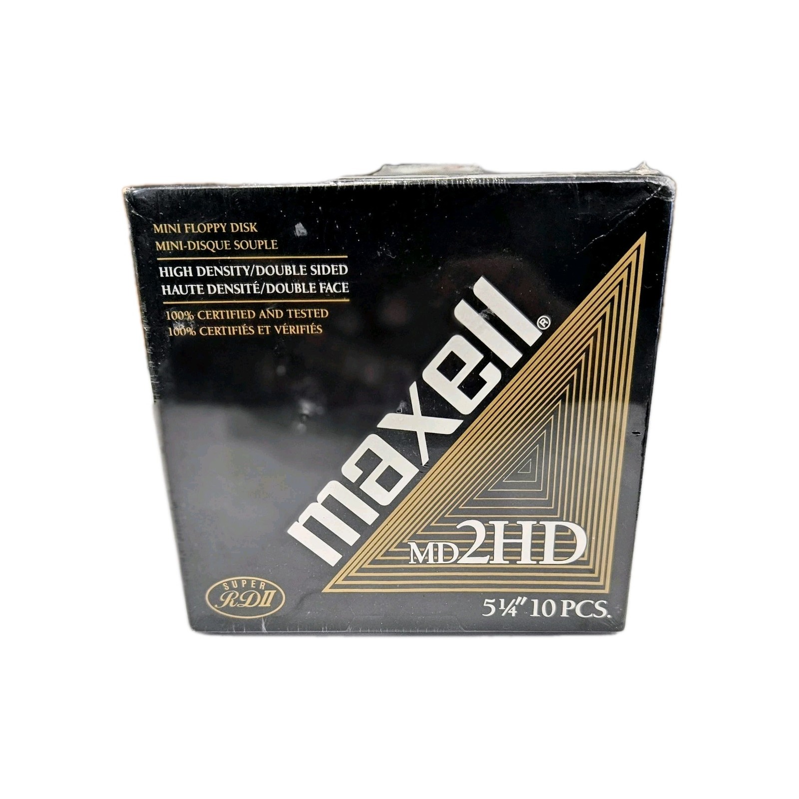 Vintage Maxell MD2HD 5.25 Floppy Disks 10 Pack 2HD 1.2MB DS HD Sealed 