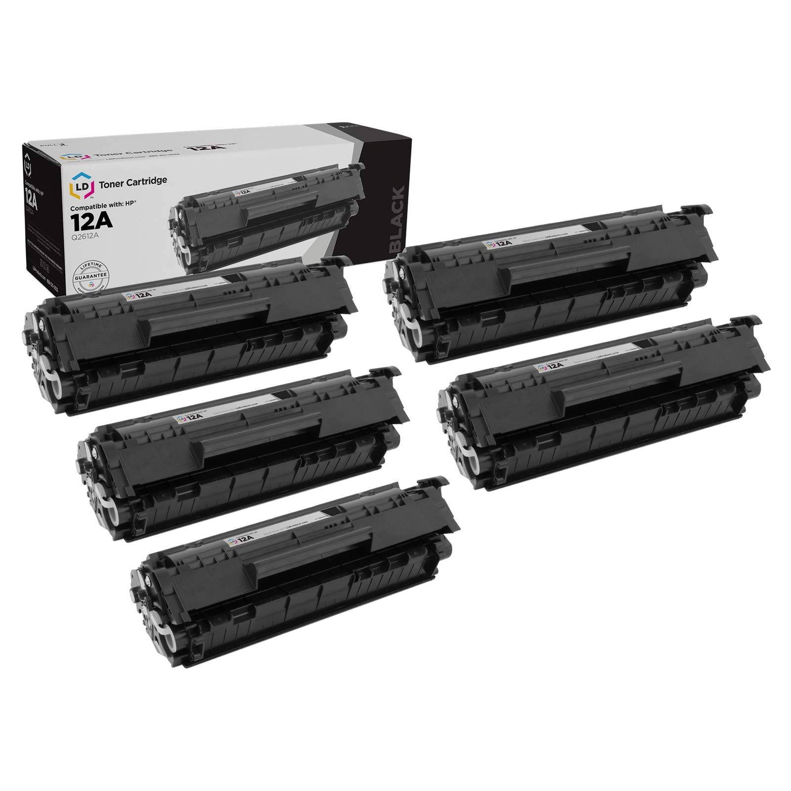 LD Compatible Replacements for HP Q2612A / 12A 5PK Black Laser Toner Cartridges