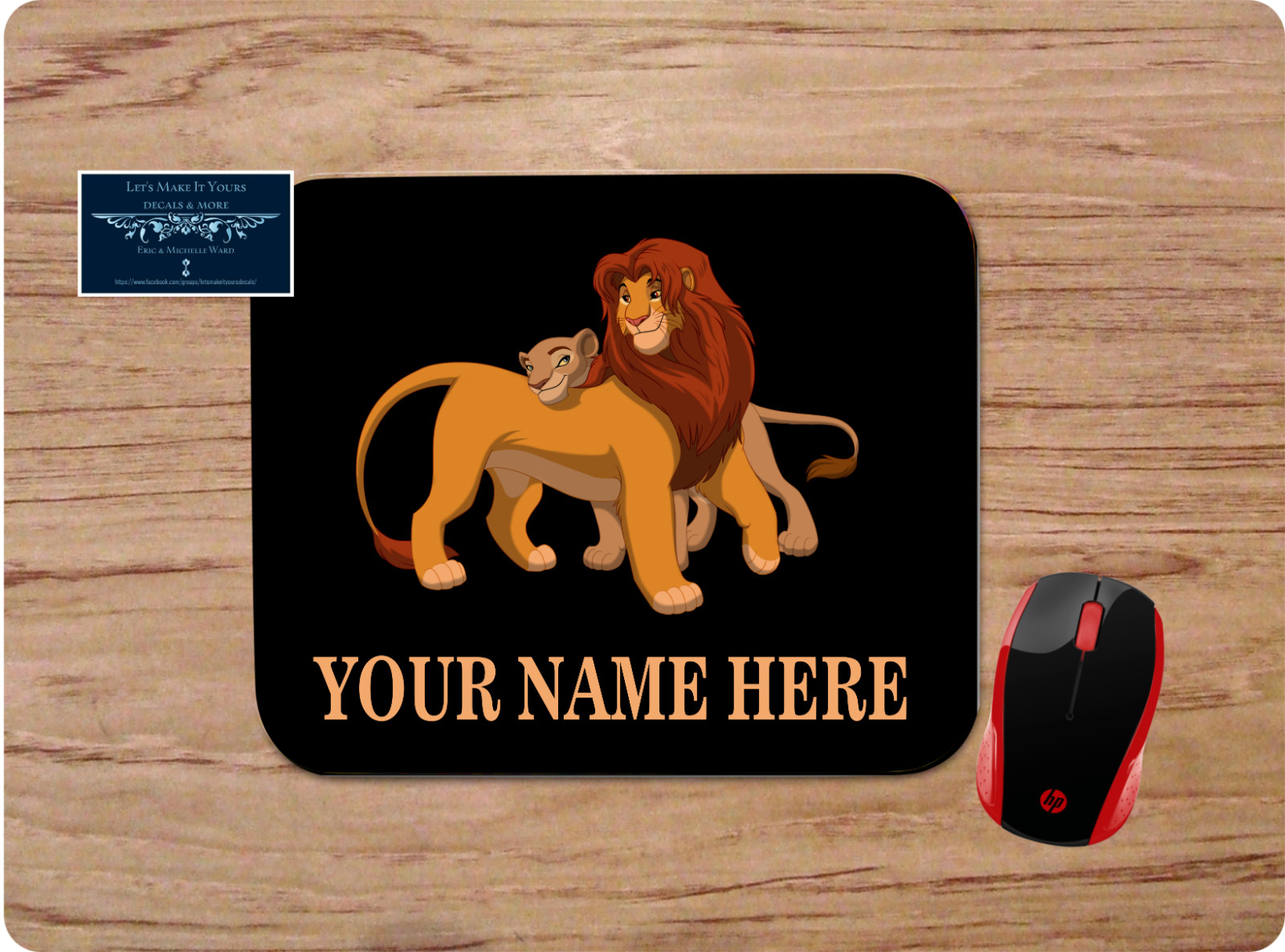 SIMBA & NILA PERSONALIZED W/ NAME LION KING CUSTOM NEOPRENE MOUSE PAD DESK MAT