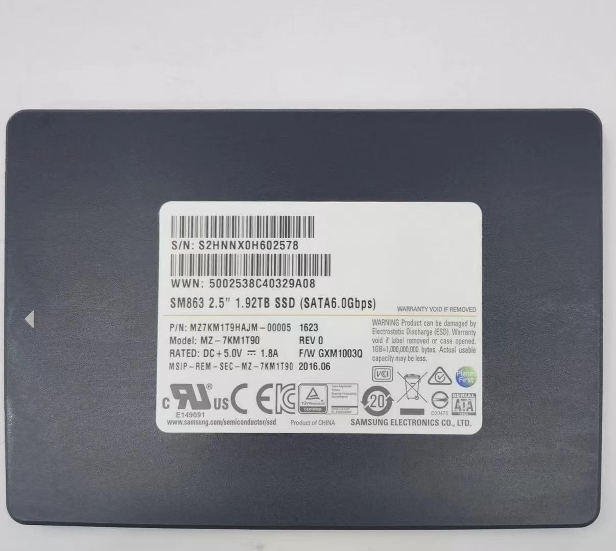 compatible Samsung SSD 1.92TB SM863 Solid State Drive MZ7KM1T9HAJM-00005 2.5"