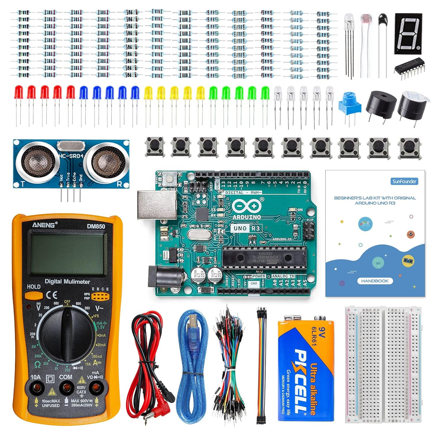 Arduino UNO R3 Starter Kit Multimeter 34 Projects Video Courses Breadboard Lab