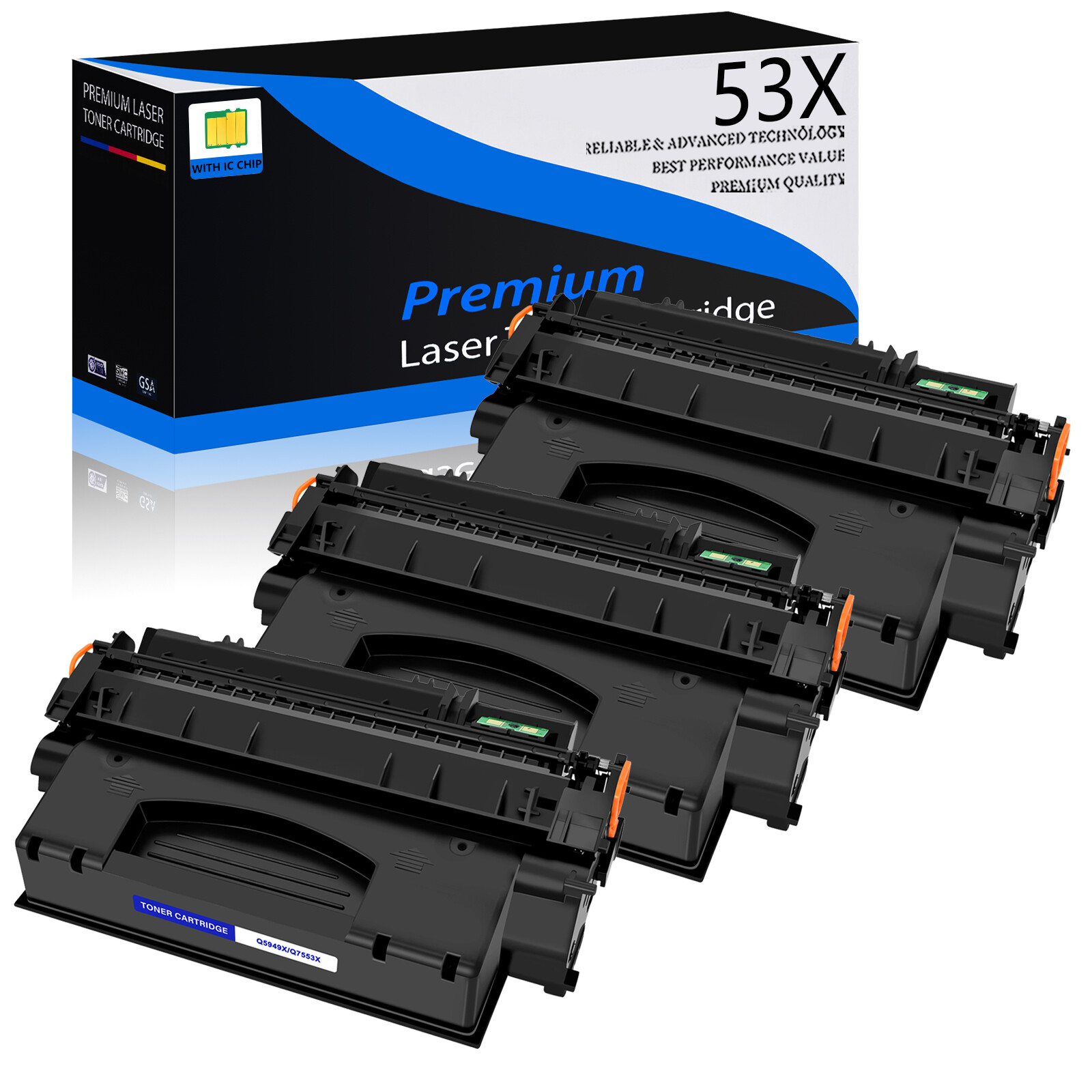 3 PK 53X Q7553X Laser Toner Cartridge For HP LaserJet P2015 P2015D P2015N M2727n