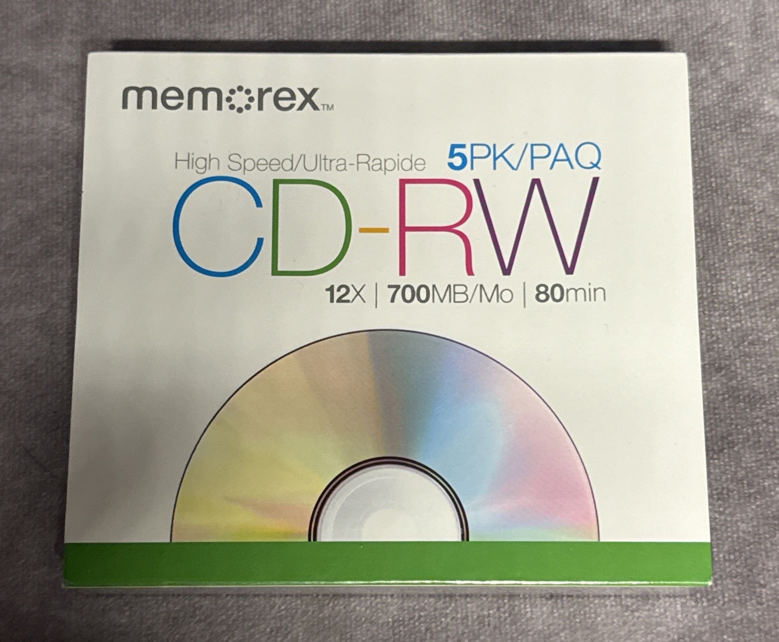 Memorex High Speed CD-RW 12x 700MB 80Min 5 Pack with Cases