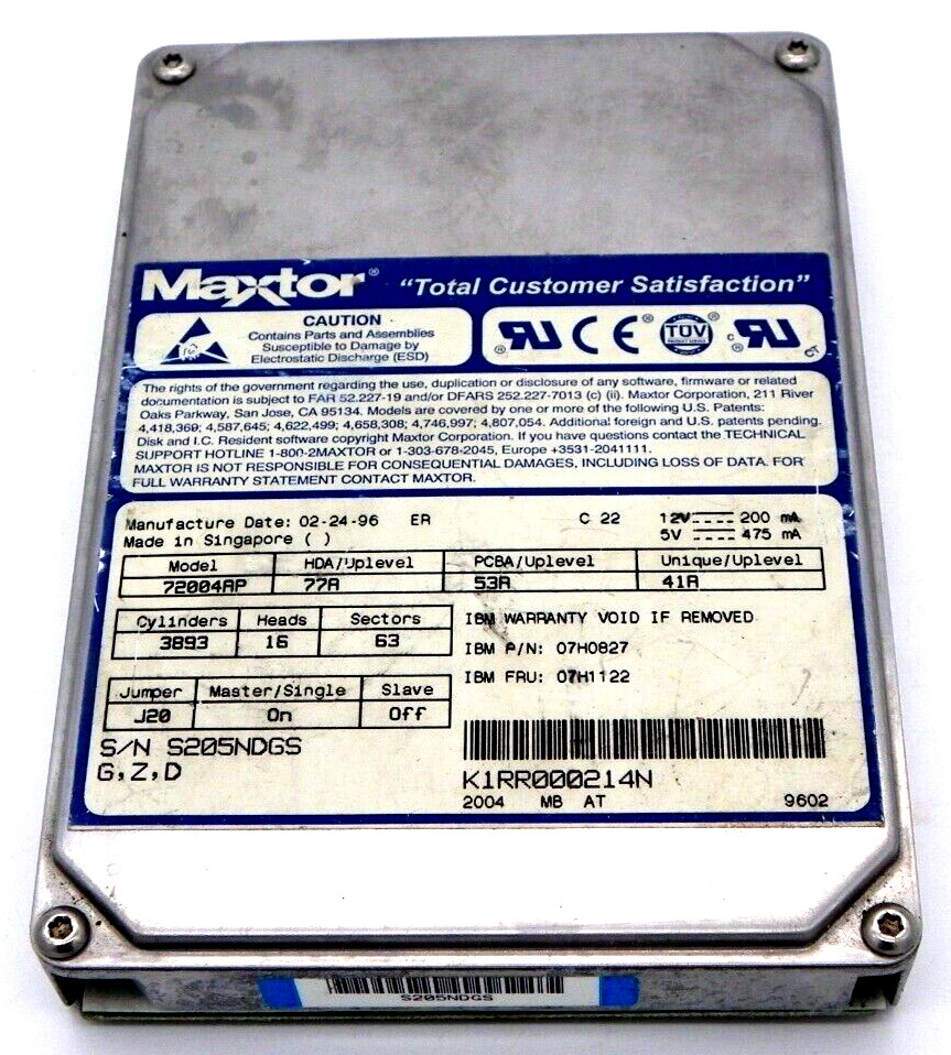 Maxtor 72004AP 77A 53A 41A Internal Desktop Hard Drive HDD 2004MB 2GB S205NDGS