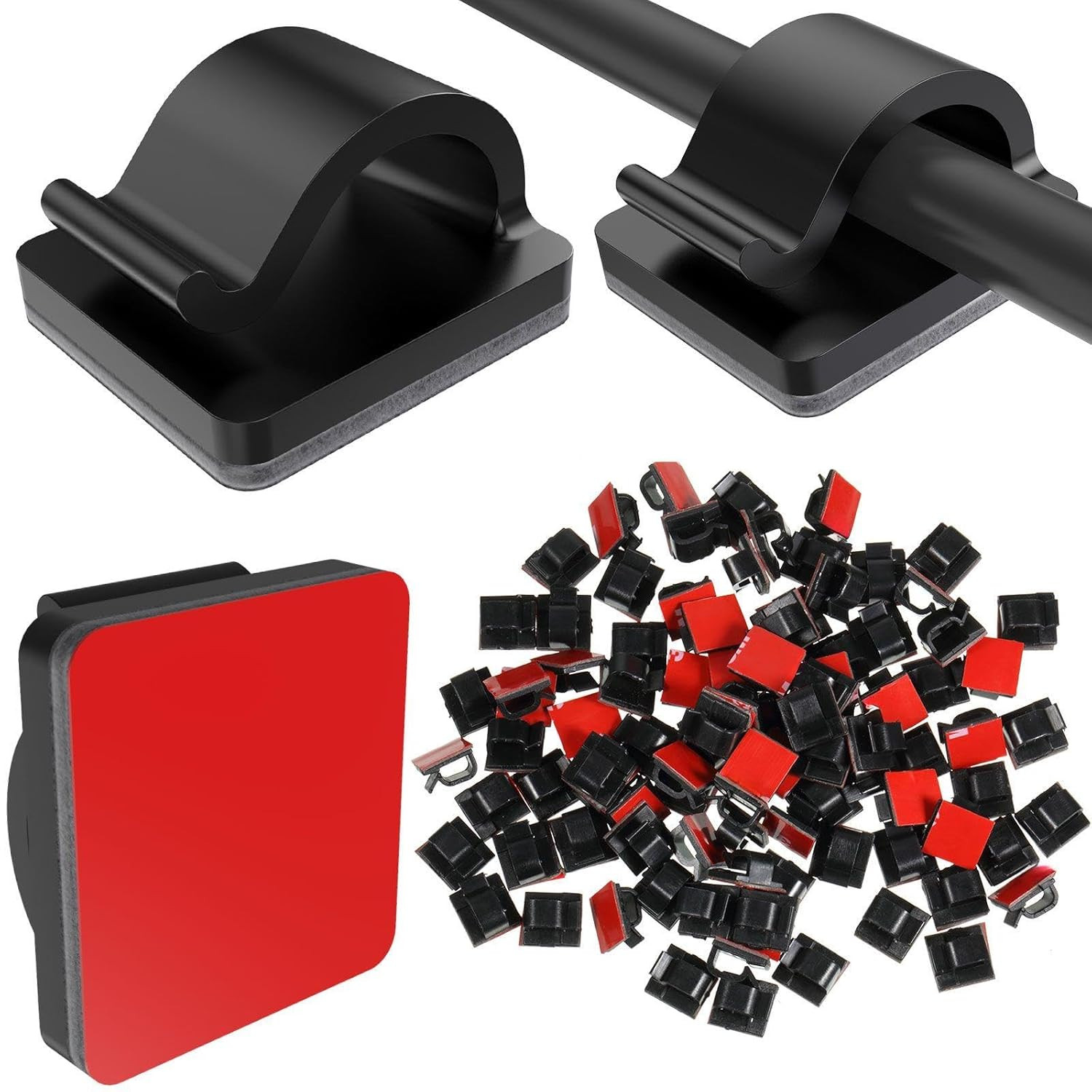 Blulu 100 Pcs Adhesive Cable Clips Bulk Wire Holder for Cord Organizer Clips Cab