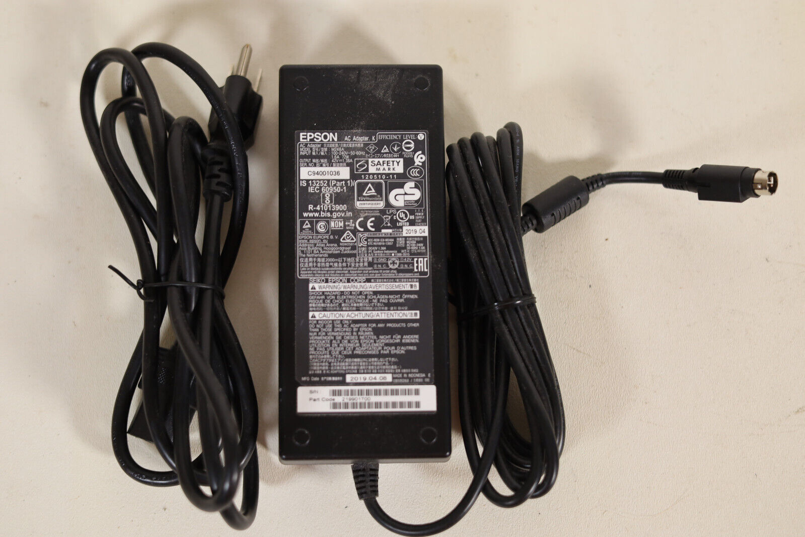 Genuine Epson AC Adapter For Epson TM-C3500 Colour Label Printer OEM