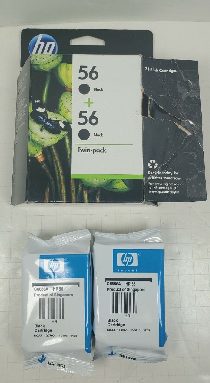 HP 56 Black Twin-pack Ink Cartridges C9319FN Genuine OEM Expired