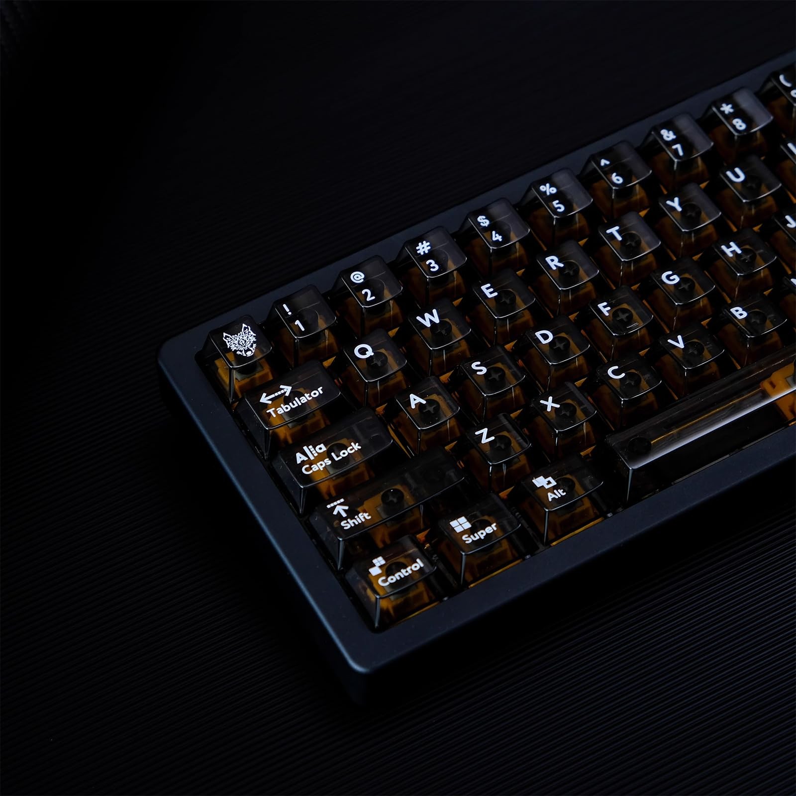 114 PCS Black Transparent Keycaps Cherry Profile Fit 60% 65% 75% Keyboard