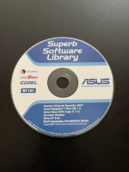 ASUS Superb Software Library Disc – Norton Internet Security 2007, Corel Snapfir