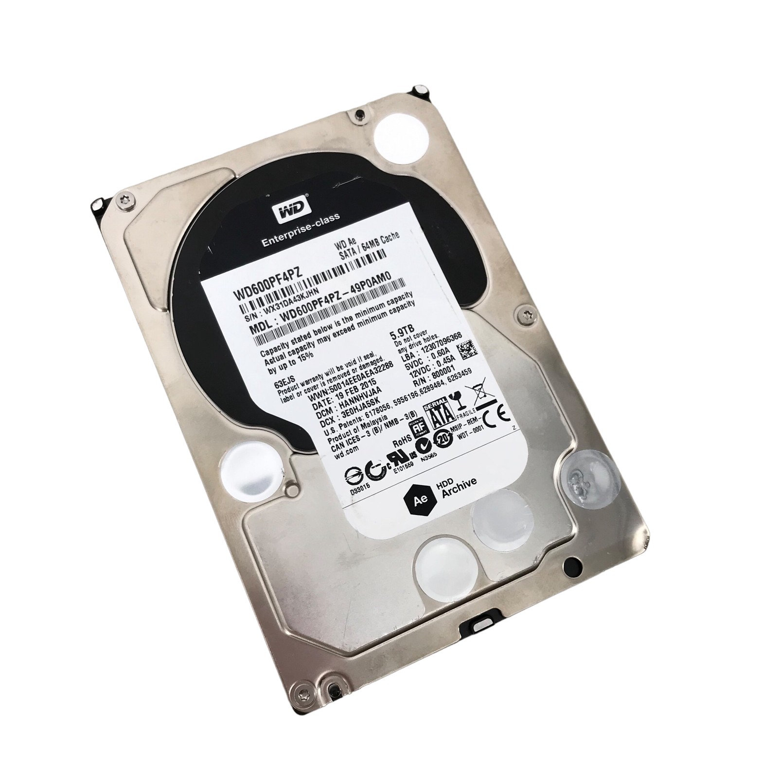 Western Digital Enterprize Class 5.9TB Internal HDD WD600PF4PZ-49P0AMO #U7458