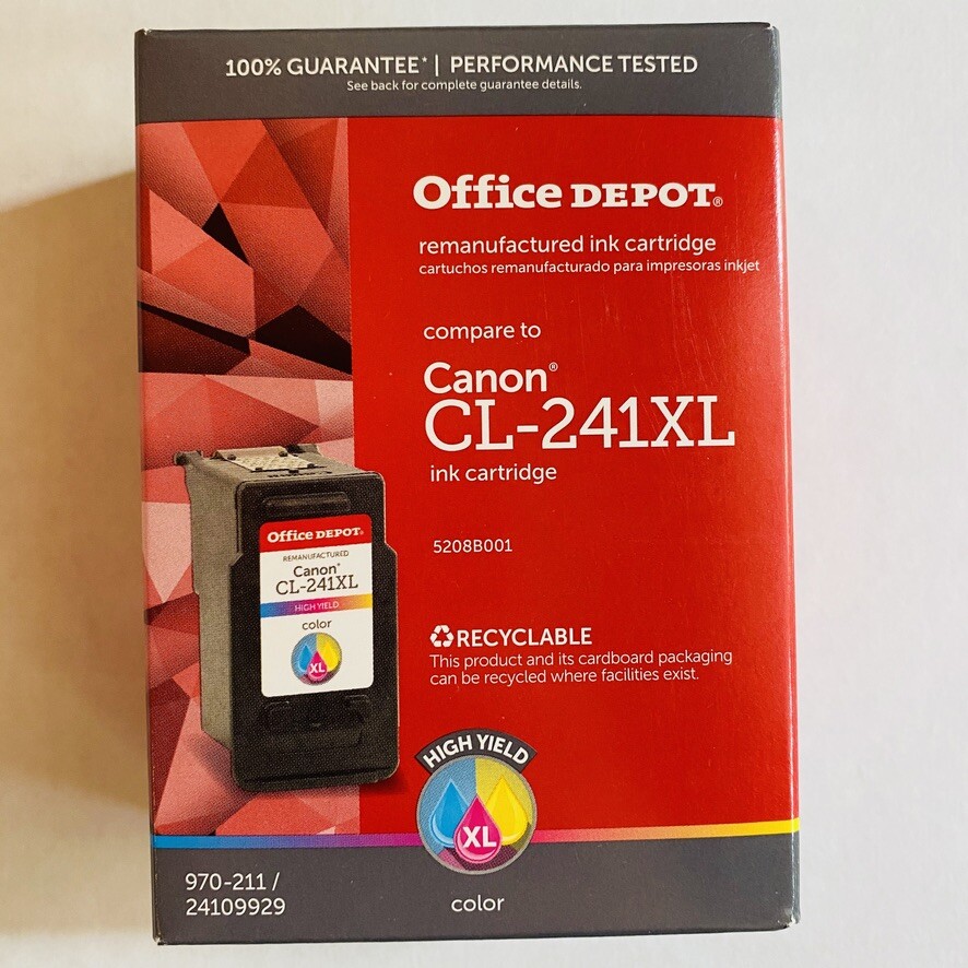 Office Depot Remanufactured High-Yield Tricolor Ink Comparable To Canon CL-241XL