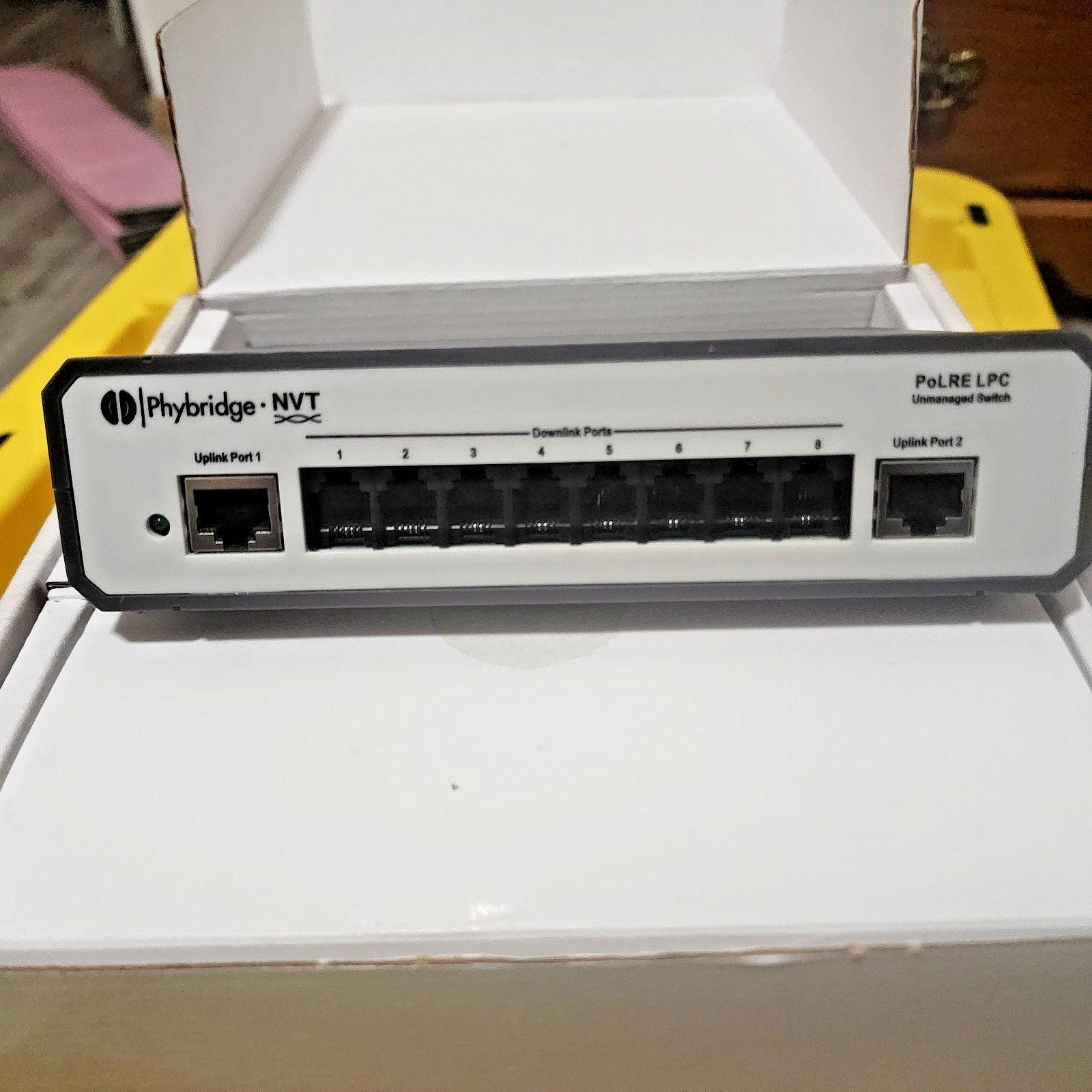 NVT Phybridge NV-PL-08 PoLRE LPC is an 8-port unmanaged switch RJ11