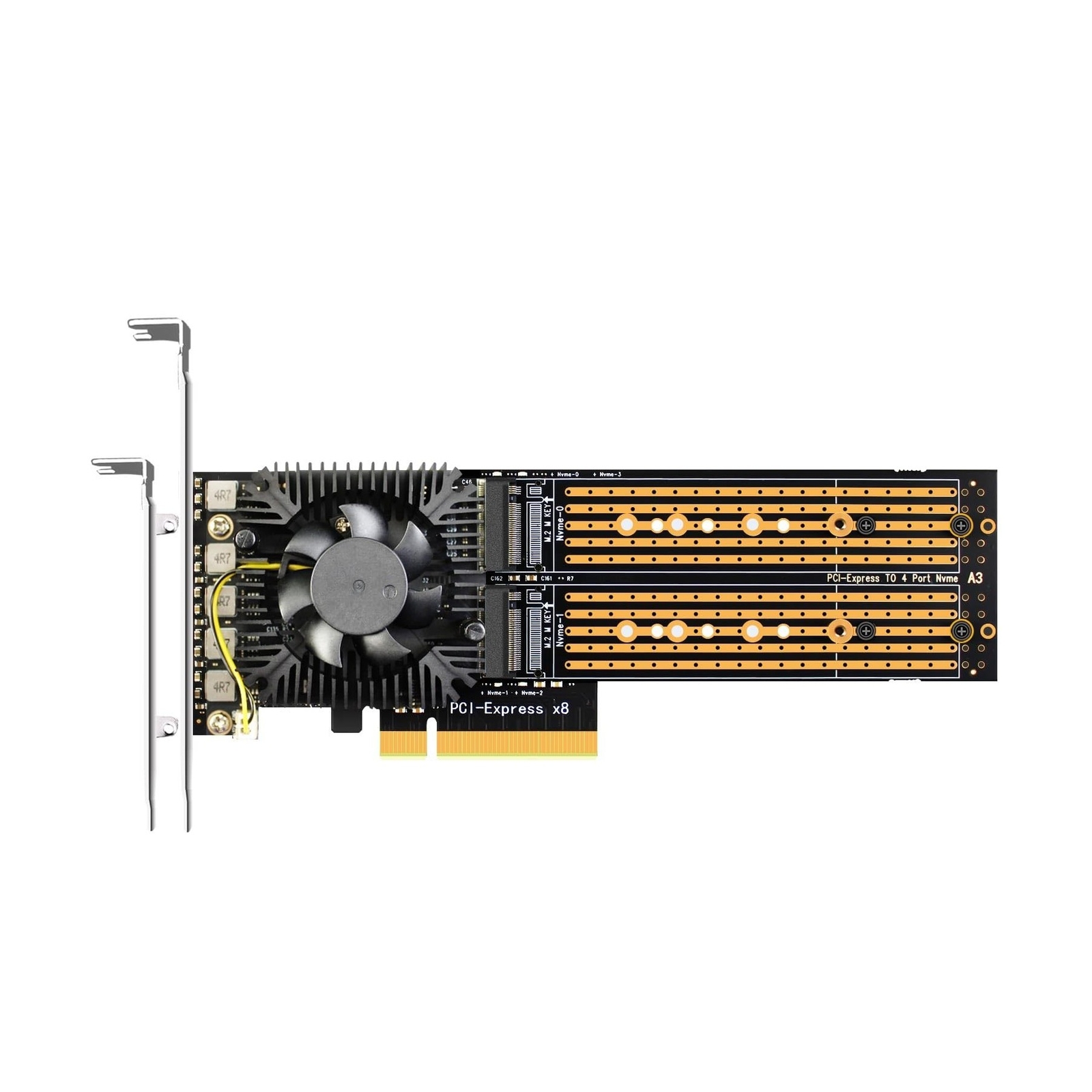 GLOTRENDS PA40 Quad M.2 NVMe to PCIe 3.0 X8 Adapter with PCIe Bifurcation Fun...