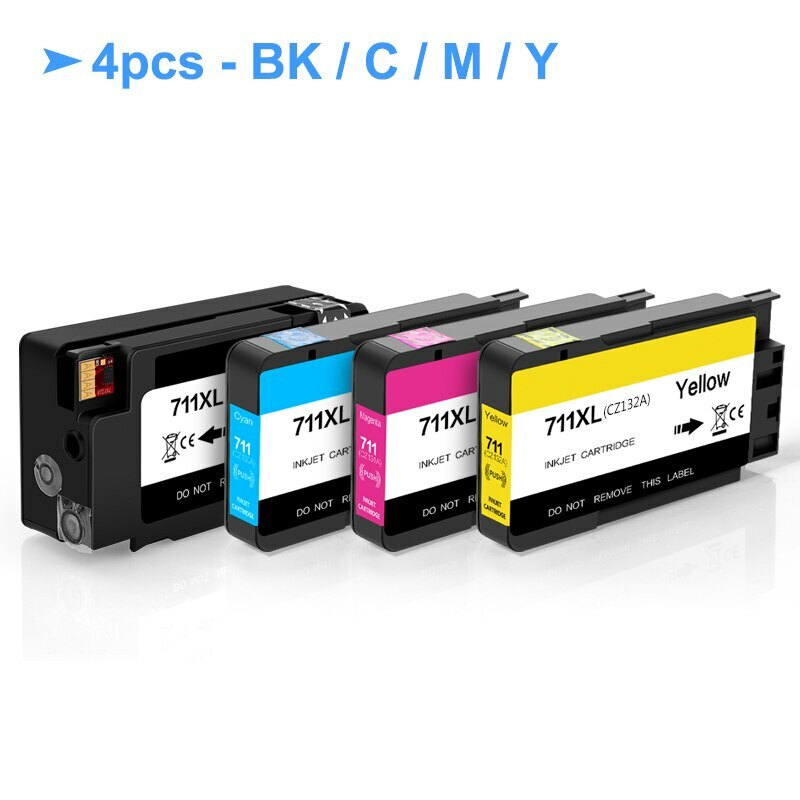 4PC/SET HP 711XL Replacement Ink Cartridge For HP DesignJet T120 T520 Printer