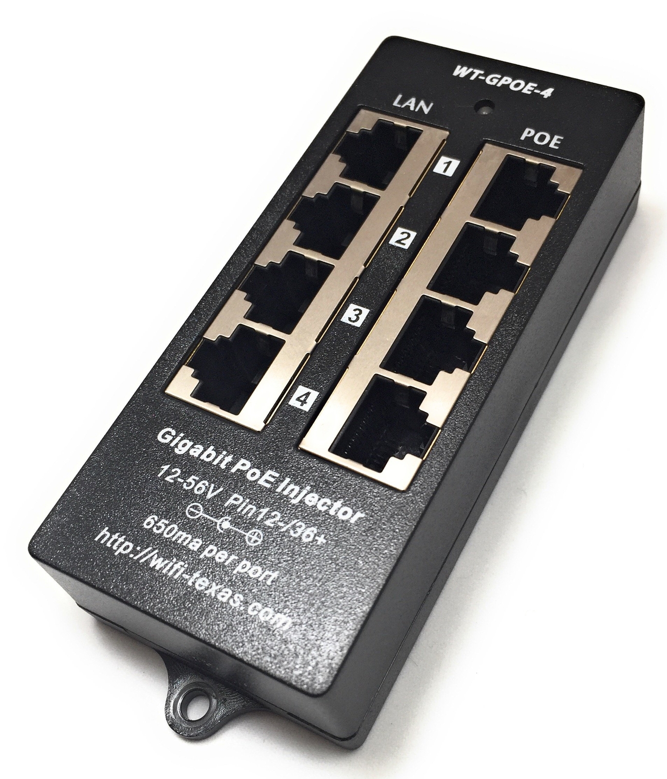 4 Port PoE Injector - Gigabit Passive Power Over Ethernet - 802.3af or at Com...