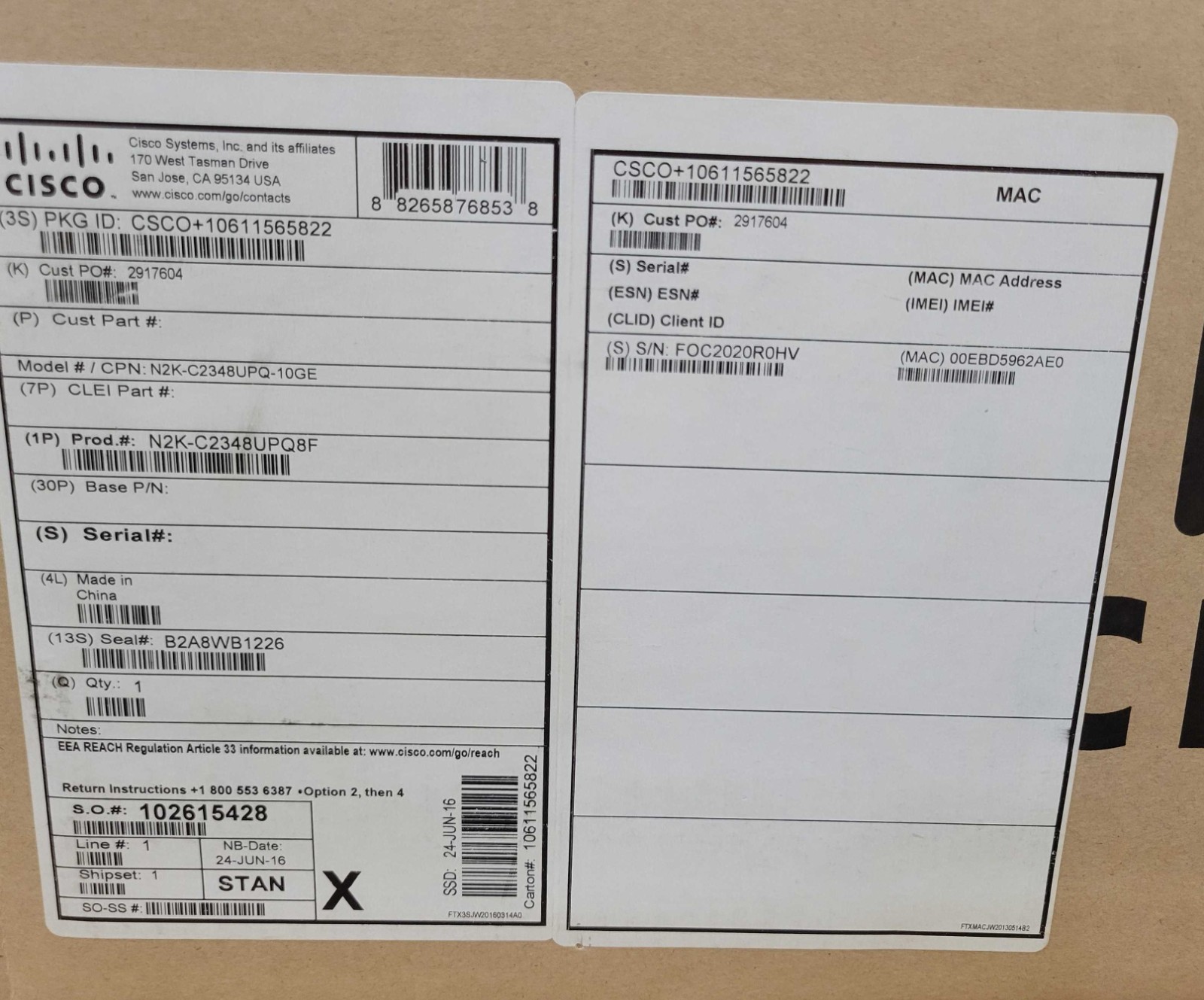 New SEALED Cisco N2K-C2348UPQ-10GE Nexus 2348UPQ 10GE Fabric Extender