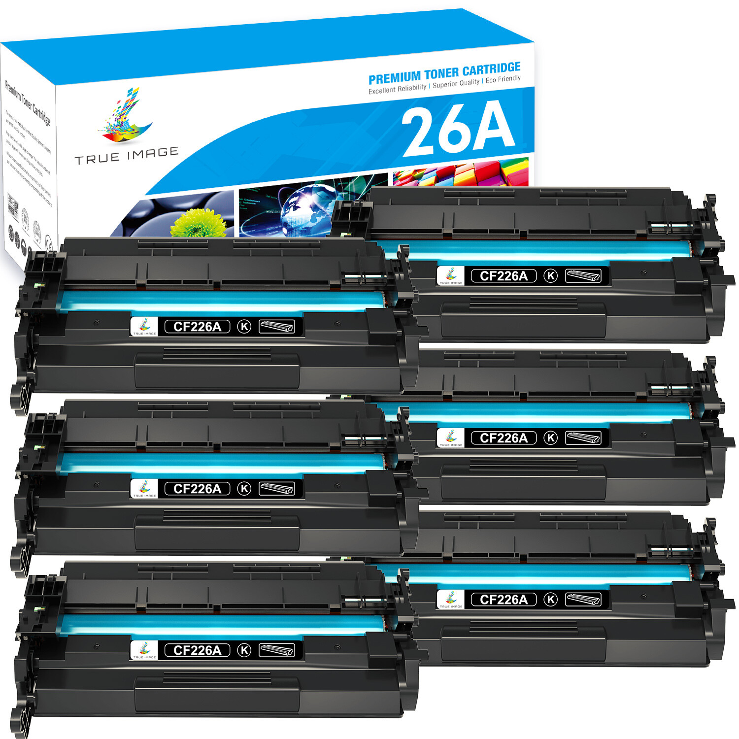 6 Pack CF226A 26A Black Toner Cartridge For HP Laserjet Pro M402dn MFP M426fdw 