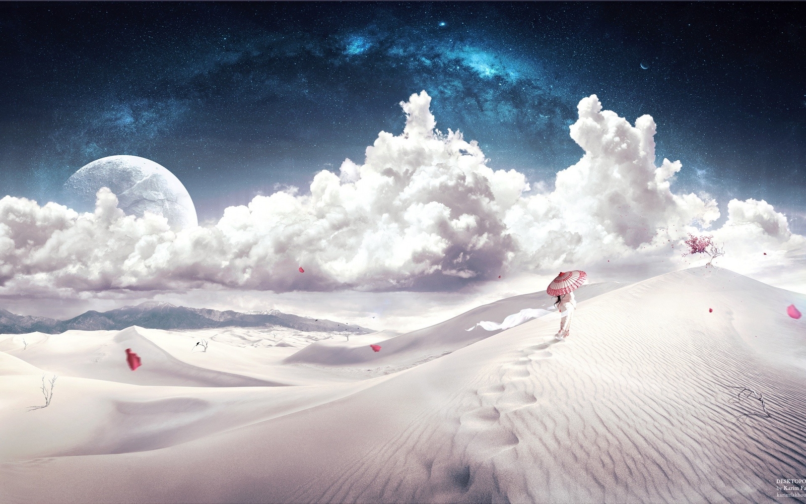 Landscape sand space desert nature fantasy art sky women Custom Gaming Mat Desk