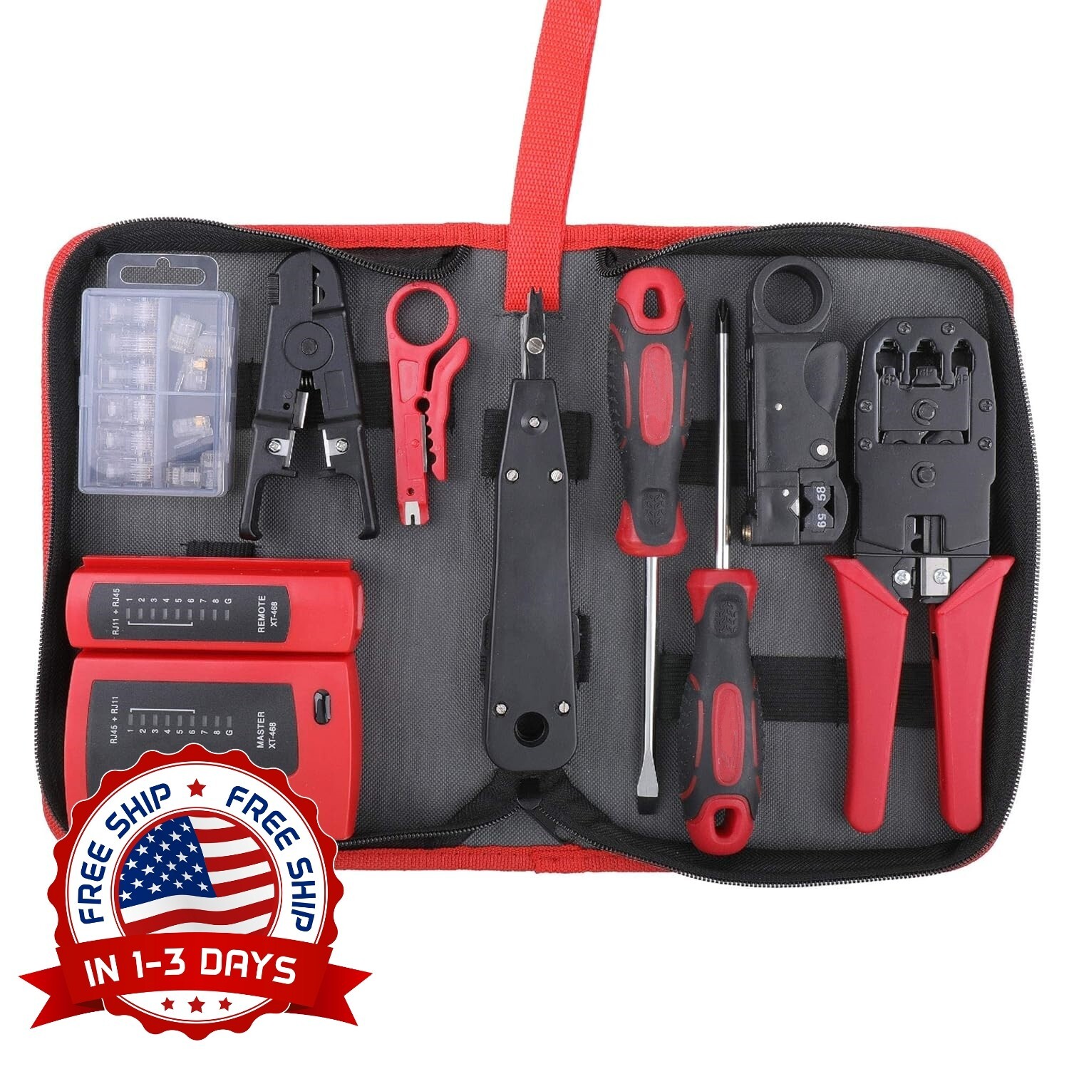 Kit De Herramientas Red Ethernet LAN Tester Cat5e Cat6 Crimper De Prensado RJ45.