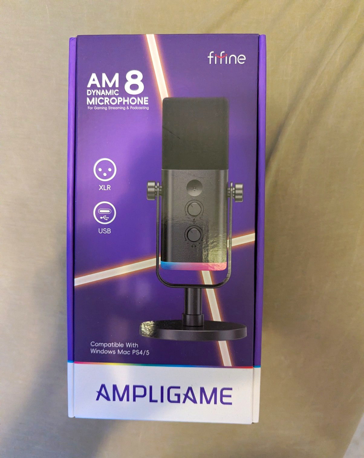 NEW UNOPENED FIFINE AM8 AmpliGame Dynamic USB/XLR Cardioid Mic RGB Gain