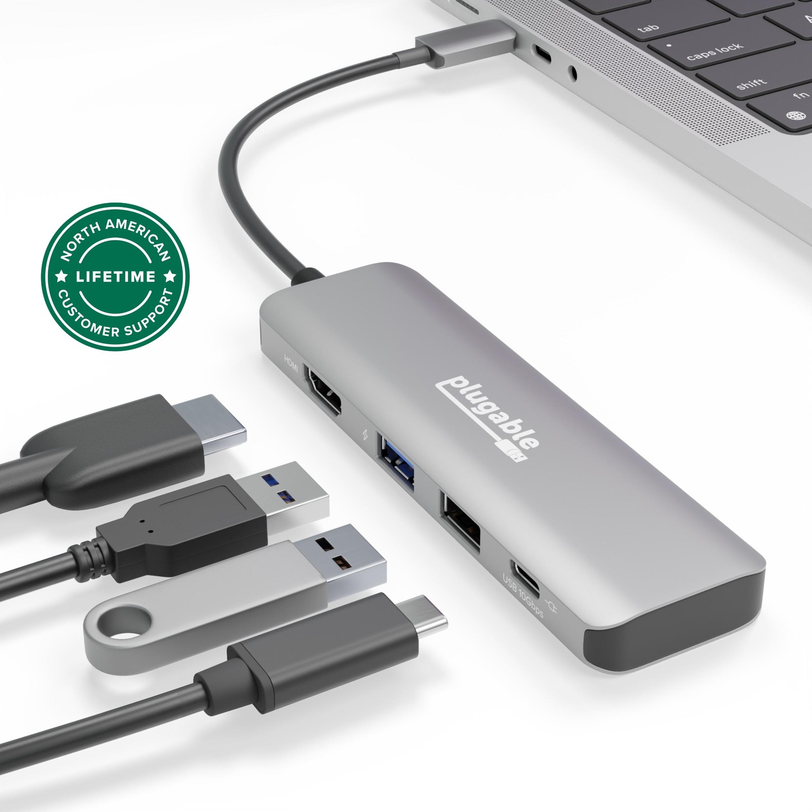 Plugable 4-in-1 USB-C Hub with 4K HDMI, 100W Charging