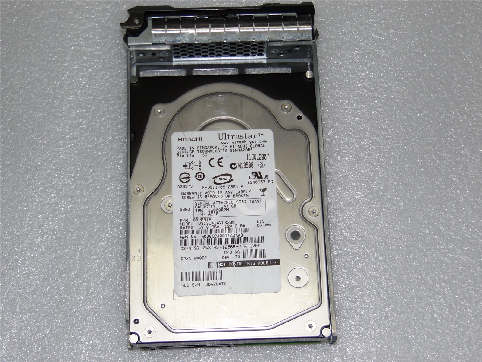 147GB 15K DELL POWEREDGE R710 R510 R410 T710 T610 T410 SAS 3.5" HDD WX063