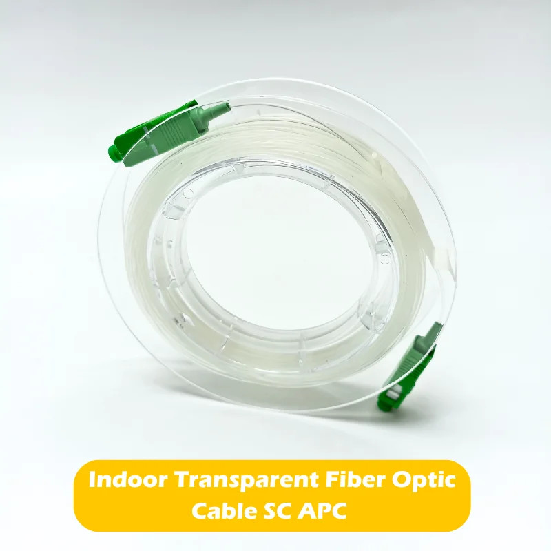 SC APC Indoor Transparent Fiber Optic Cable G657A2 Invisible Singlemode Simplex