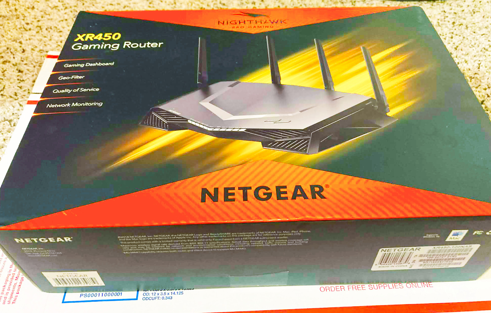 NETGEAR Nighthawk Pro Gaming XR450 100NAS 2400 Mbps 4 Ports Wireless Router