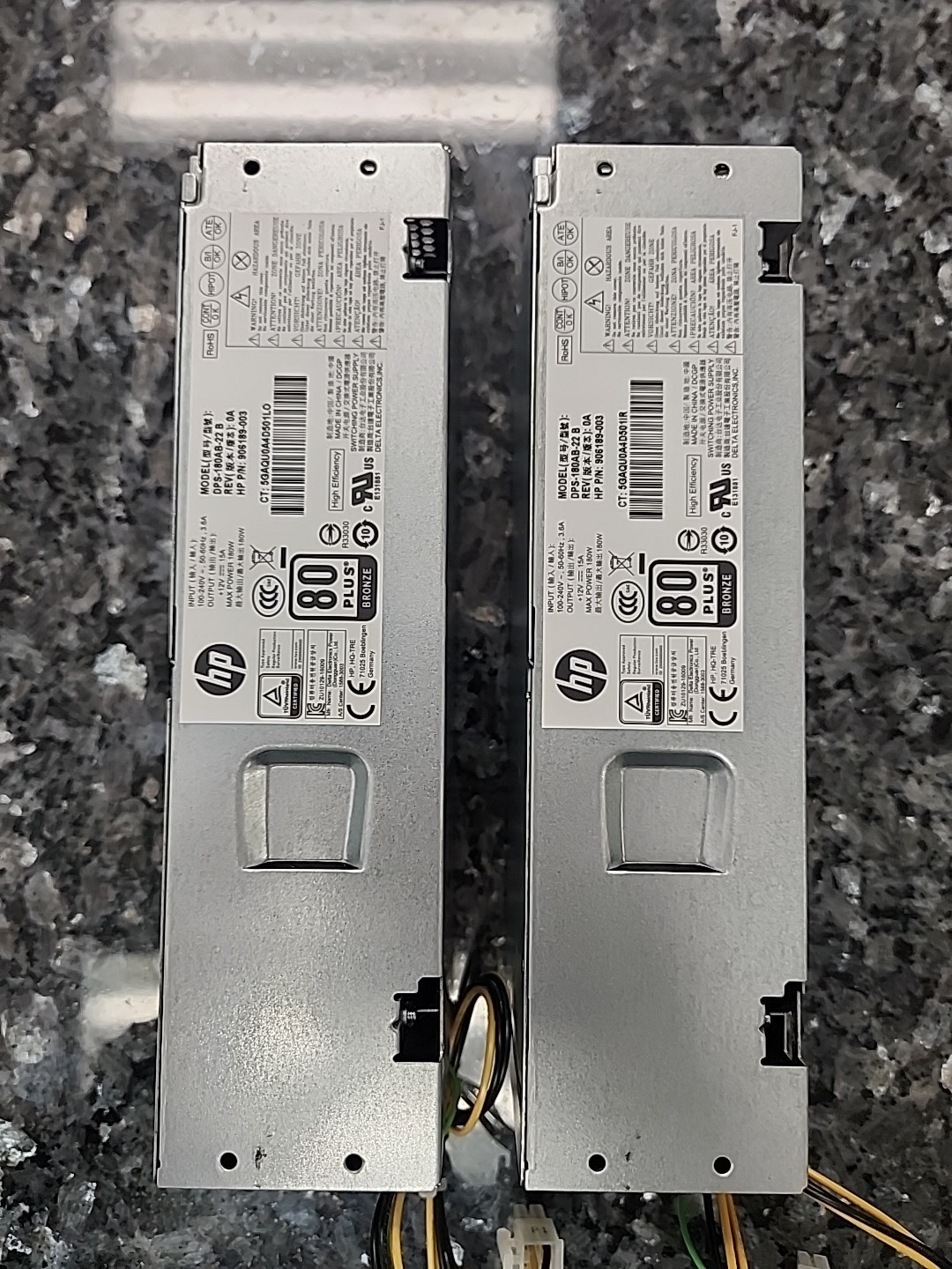 Lot Of 2 HP 180W Power Supplies, Model: DPS-180AB-22B