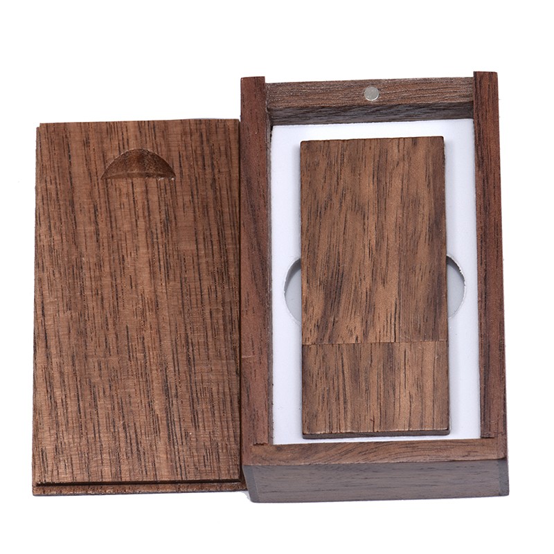 Free Custom Logo USB Flash Drive 32GB Transparent Lid Wood Box Memory Stick 64GB
