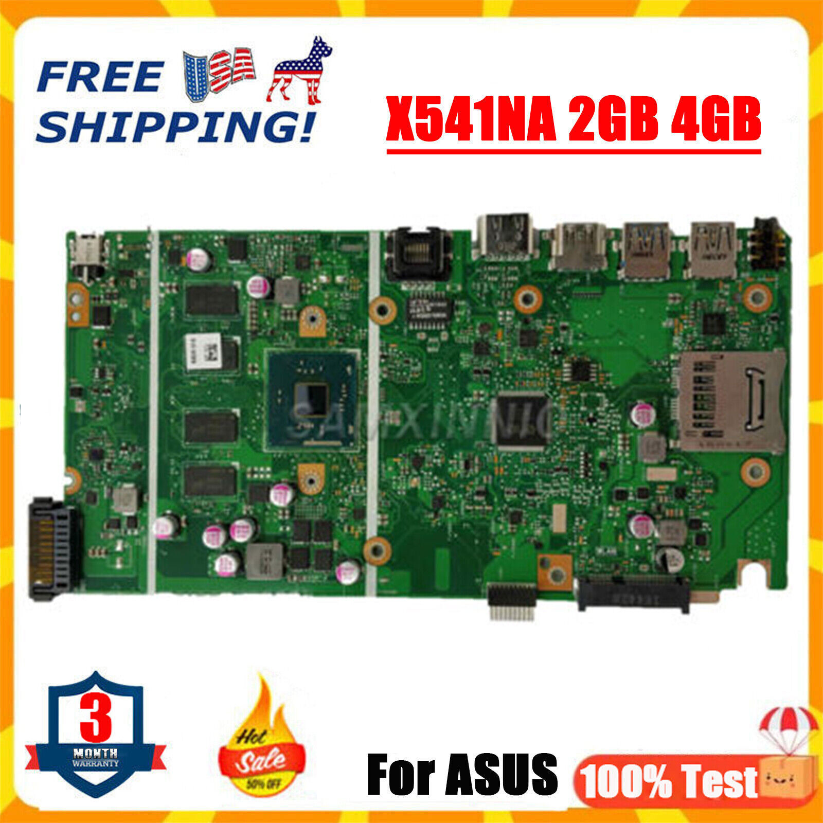 FOR ASUS X541N X541 A541N 2GB 4GB N3050 N3350 N3700 N4200 CPU X541NA MOTHERBOARD
