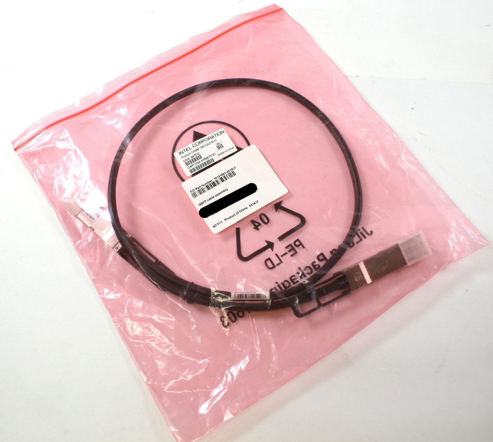 100CQQF3010 INTEL Intel Omni-Path Cable Passive Copper QSFP-QSFP F 30AWG 1M