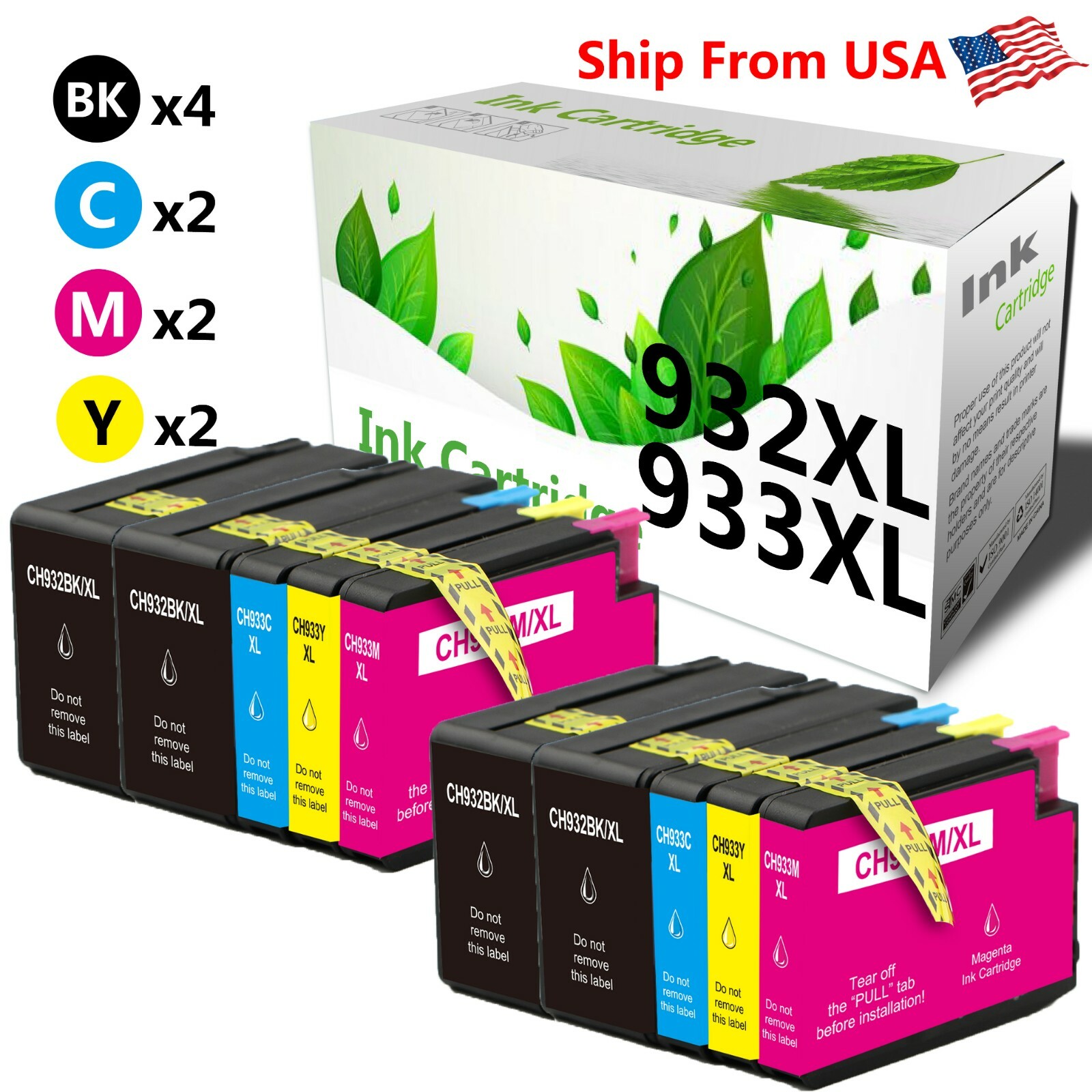 10PK 932XL 933XL 932 933 Ink Cartridge Used For Officejet 7612 6700 6600 Printer