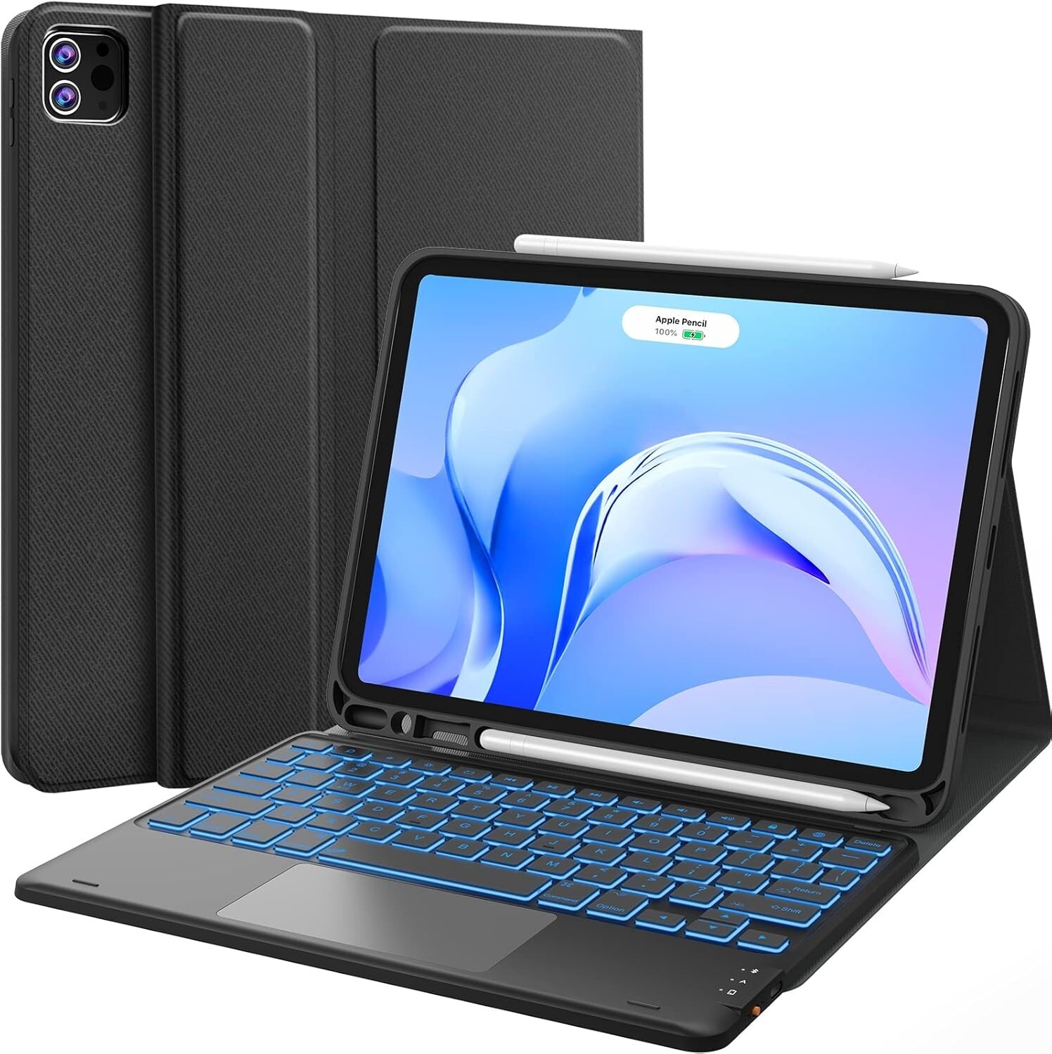CHESONA For IPad Air 11 Inch Case W/Keyboard (M2/3, 2024/5) 7-Color Backlight
