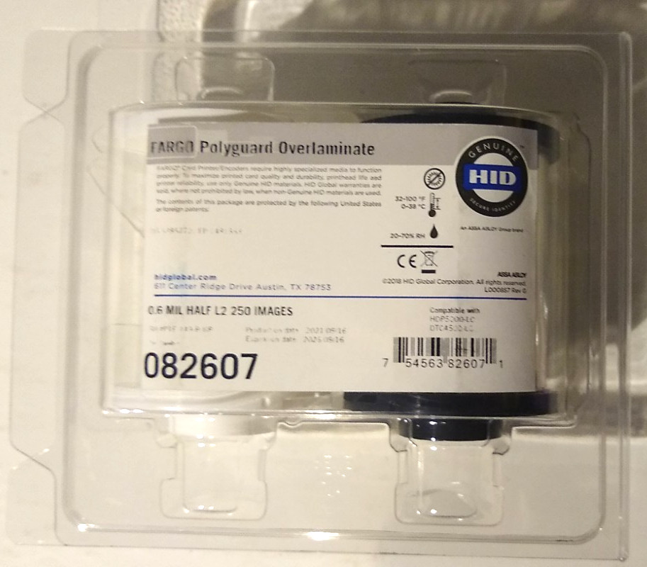 HID Fargo 082607 PolyGuard Laminate 0.6mil Half Patch Mag Stripe DTC4500 HDP5000