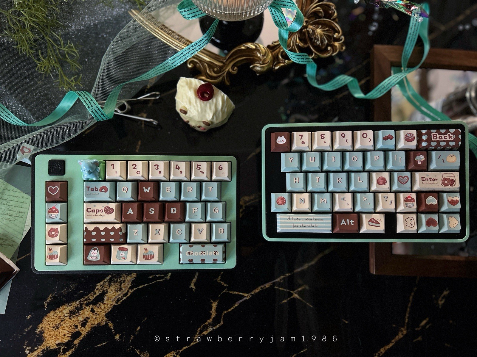 Prebuilt Blockboy Split65 Mint Black Ergonomic Mechanical Customized Keyboard