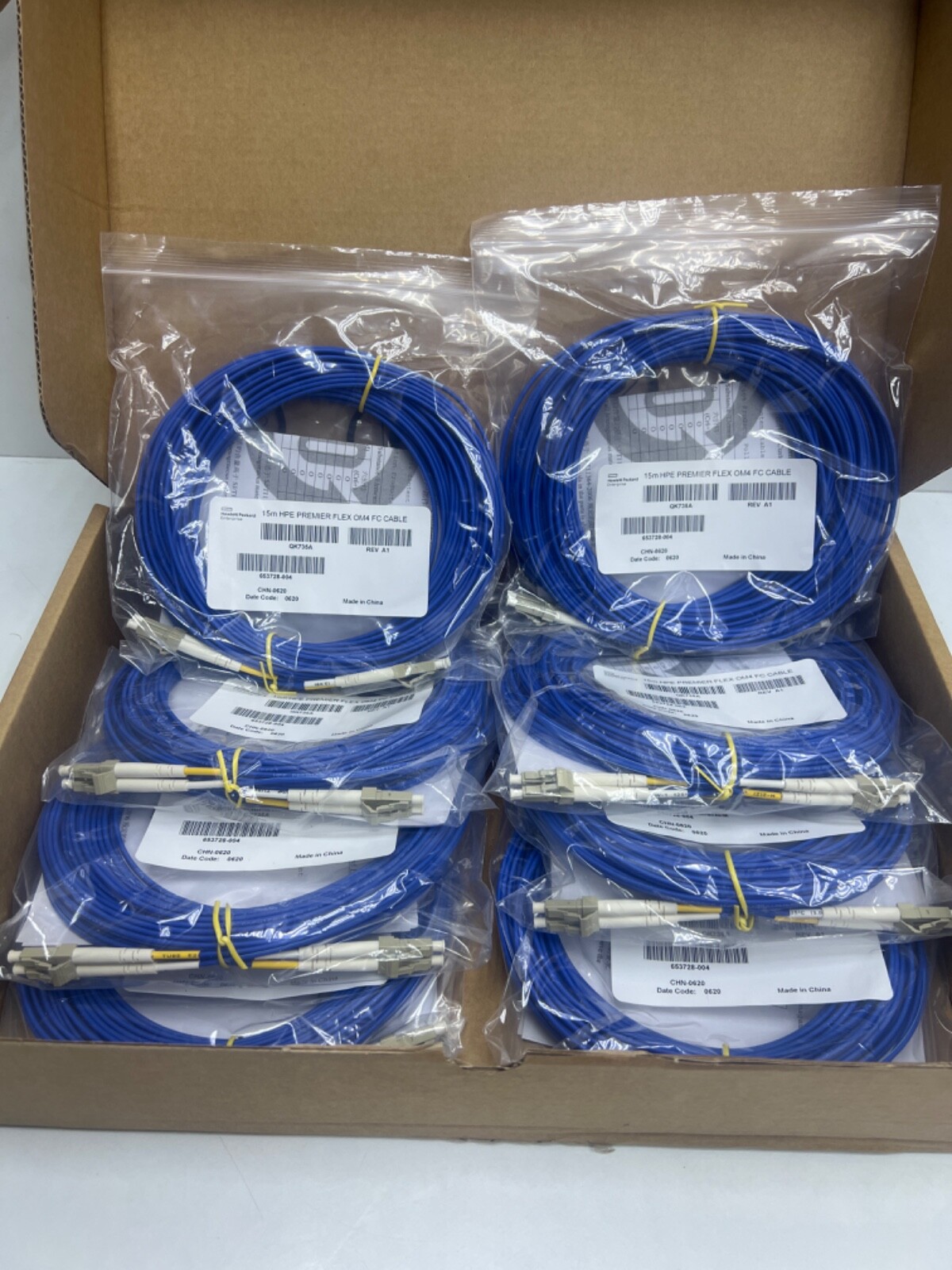 LOT 8pcs HPE Premier Flex OM4 FC,15 M Fibre Optical Cable QK735A 653728-004
