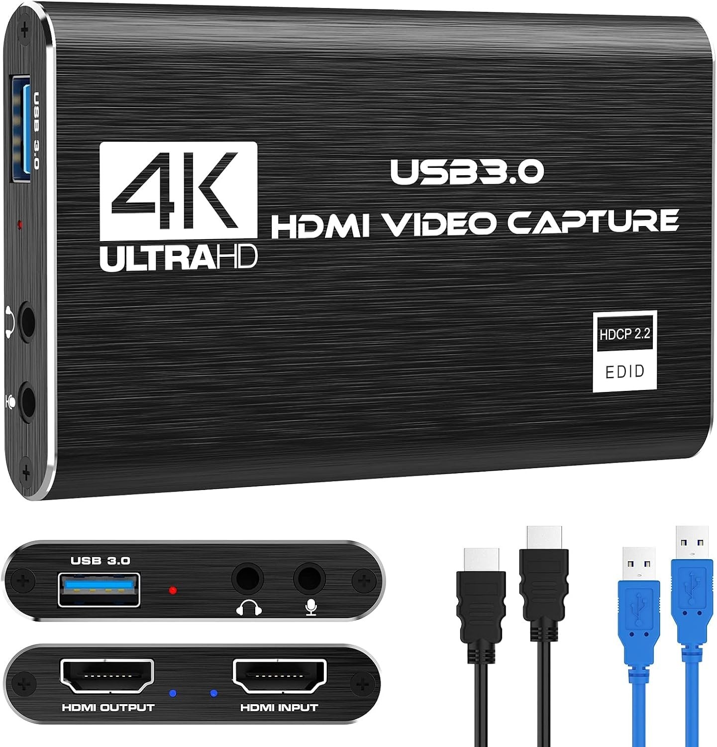 Compact USB 3.0 Capture Card, 4K Video Quality for Smooth Streaming Experience